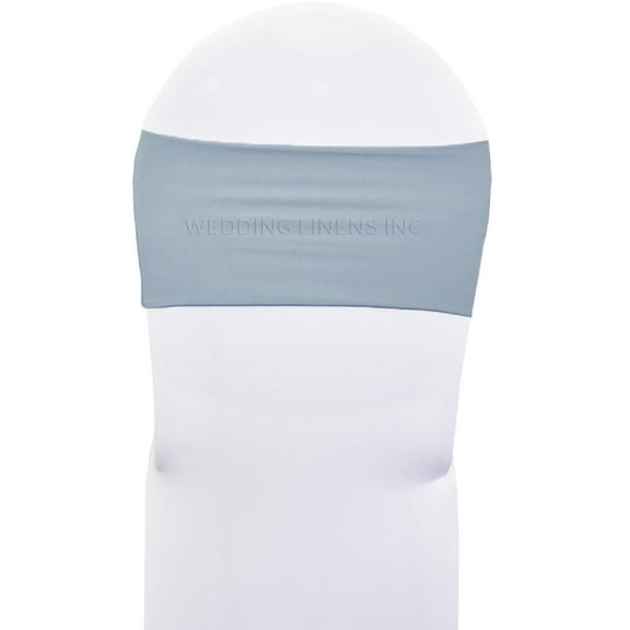 Wedding Linens Inc. (10pcs) Double Layered 7"x 13" Spandex Chair Bands Lycra Stretch Elastic Chair Band Sashes - Dusty Blue