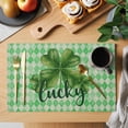 thumbnail image 2 of St Patrick's Day Placemats Set of 6, Vintage Lucky Green Shamrocks Rustic Plaid Placemats for Dining Table, Place Mats for Kitchen Tabletop, Waterproof Wipeable Dining Table Mats Set, 2 of 9
