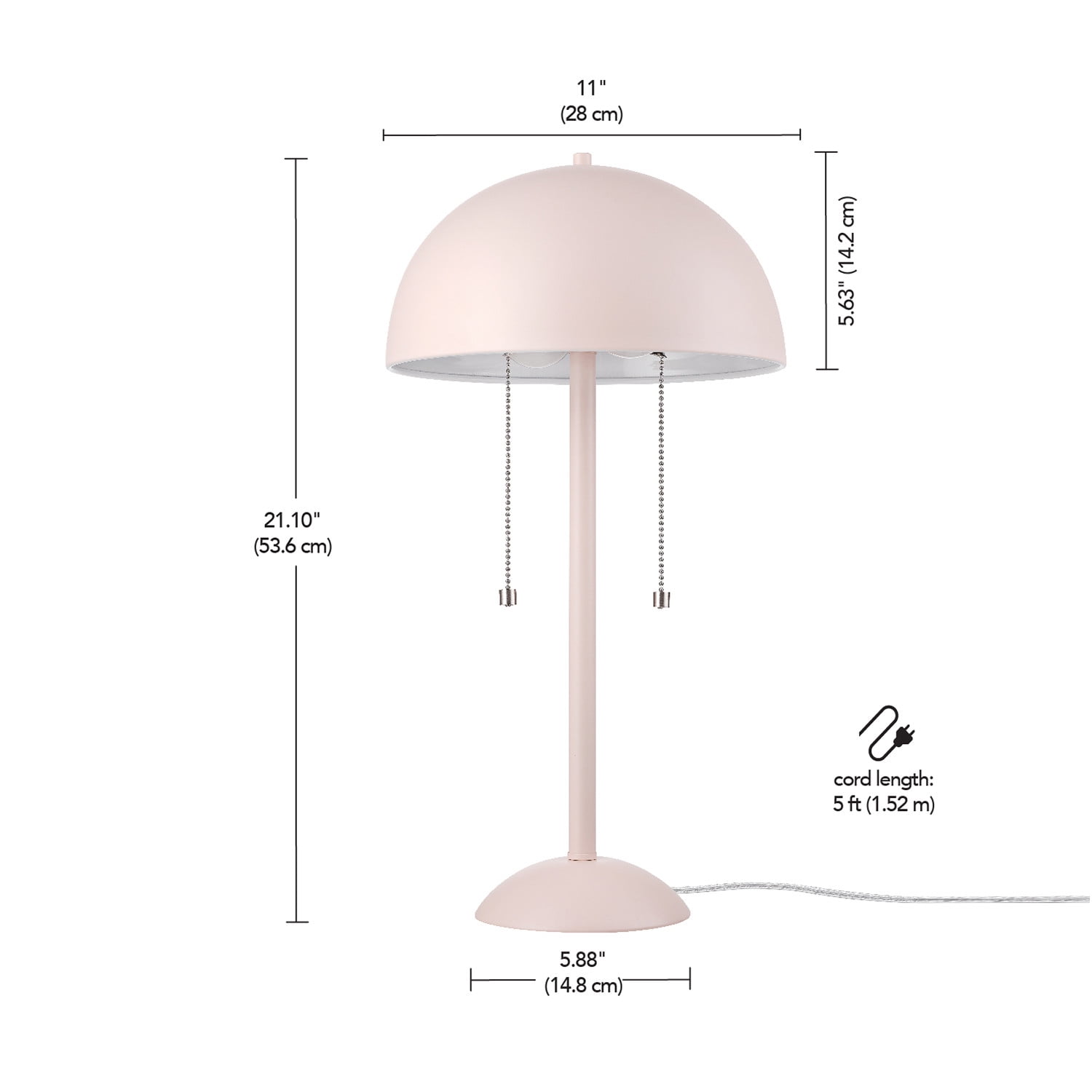 Globe Electric 21" Matte Pink Desk Lamp with Double Pull Chains