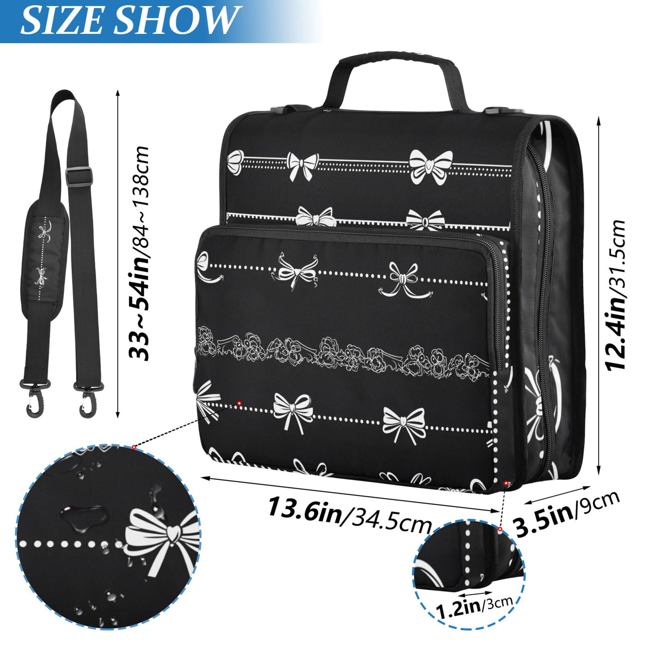 ALAZA Zipper Binder Romantic Bows 3 Ring Trapper Keeper File Folder Organizer Bag