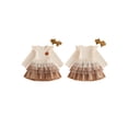 thumbnail image 2 of Cjfdfy Toddler Baby Girls Thanksgiving Dress Outfit Turkey Ruffle Long Sleeve Layered Sparkl Dress With Headband Little Baby Cute My First Thanksgiving Fall Winter Clothes 1-5Y, 2 of 9