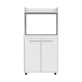 thumbnail image 3 of Kitchen Cart 49" H, Two Door Cabinet, One Open Shelf, Two Interior Shelves, White, 3 of 6
