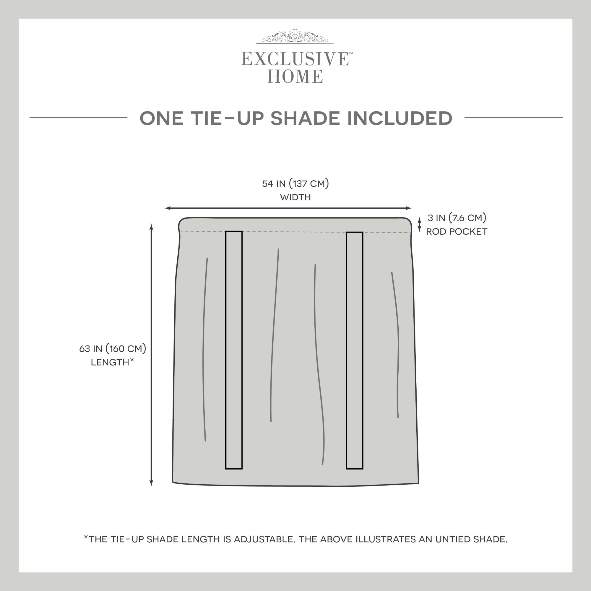 Exclusive Home Belgian Sheer Rod Pocket Tie Up Shade, 54"x63", White