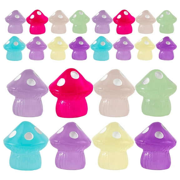 CYLINDSOME 24Pcs Small Mushroom Decors Resin Tiny Mushrooms Resin Mushroom Ornaments Garden Mini Figurines