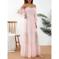thumbnail image 3 of Liacowi Women Off Shoulder Wedding Dresses Long Sleeve Mesh Bridal Dresses Evening Dress Long Tulle A-Line Puffy Sleeve Bridal Long Gowns, 3 of 9