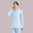 thumbnail image 2 of Womens Long Sleeve Short Lab Coat Scrub Set Medical Uniform Multi Pocket Lightweight Summer Easy Care 2 Piece Blue XXL, 2 of 3