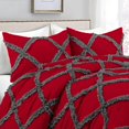 thumbnail image 2 of D.N.G. BEDDINGS 3 Piece Luxury Two Tone Diamond Ruffle Pattern Comforter Set Premium Super Soft, All Season 800 Thread Count, 100% Egyptian Cotton, Twin/Twin XL Size Dark Grey/Red Solid Color, 2 of 4