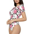 thumbnail image 2 of The Xecao Rose Flowers Women's Crew Neck Body Suit, a short-sleeved bodysuit and basic swimsuit, both comfort and style for dating and daily life, 2 of 9