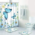 thumbnail image 2 of 4PCS Mushroom Bathroom Shower Curtain Set with Rugs, Toilet Lid Cover and Bath Mat, Moon and Stars with 12 Hooks, Durable Bathroom Decor Set 701.9x70.9in, 2 of 7