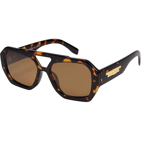 Trendy Large Aviator Sunglasses for Womens Mens Polarized,Hexagonal Square Double Bridge Designer Inspired SJ2288