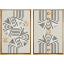 IDEA4WALL Framed Canvas Print Wall Art Set Geometric Mid-Century Yellow Black Spirals Nature Illustrations Modern Art Decorative for Living Room, Bedroom, Office - 16"x24"x2 Natural
