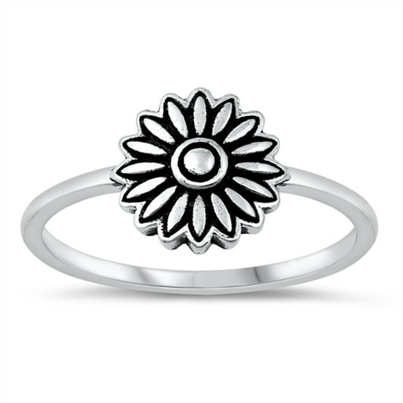 Oxidized Flower Gipsy Hippy Love Ring .925 Sterling Silver Band Jewelry Female Male Unisex Size 7