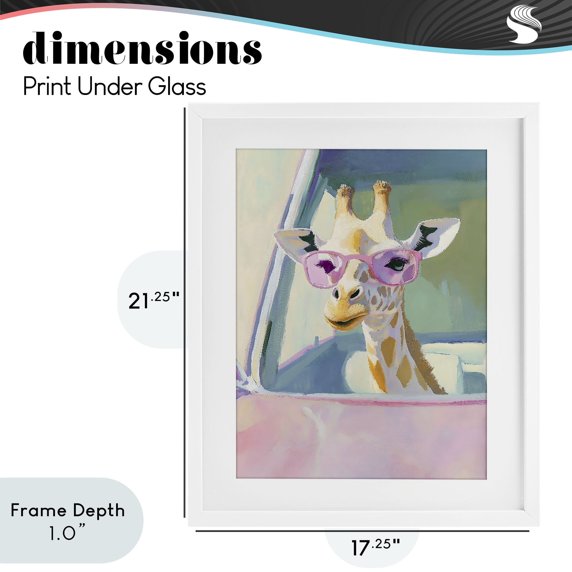 Stupell Industries Giraffe Car Ride White Framed Print Under Glass, design by The Prints Vibe