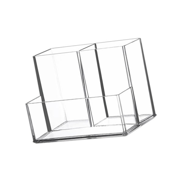 Clear Acrylic Cosmetic Organiser 3 Sections Desktop Pen Storage Box For Bathroom Vanity Makeup Essential Organization