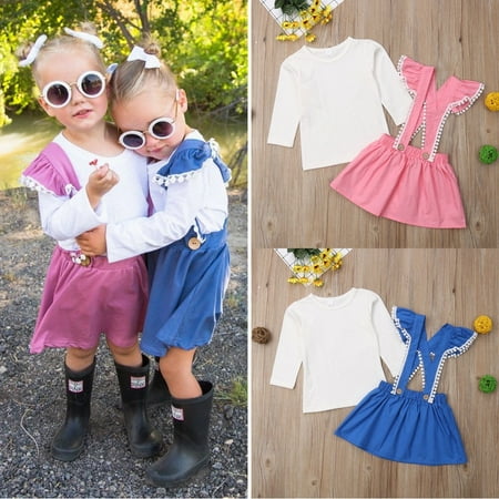 Baby Girl Kids Cotton Top T Shirt Blouse + Tutu Short Dress Skirt Outfit Clothes