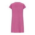 thumbnail image 5 of Lovzfmll Womens Summer Dresses, Womens 2024 Summer Breathable Casual Mini Dress Flowy Lightweight Round Neck Short Sleeved Pleated Solid Color Cotton Linen Loose Fitting Dress Hot Pink XL, 5 of 8