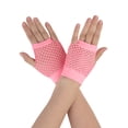 thumbnail image 1 of Unique Bargains Ladies Magenta Fish Net Fingerless Short Gloves Pair M, 1 of 5