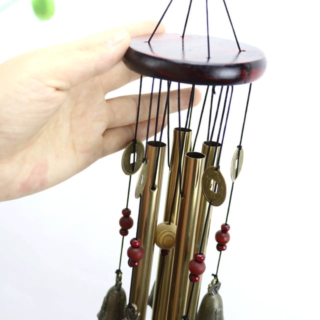 Campanas de viento Jadeshay de madera y metal para balcón color cobre antiguo