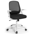 thumbnail image 1 of Giantex Mesh Rolling Office Chair w/Flip-up Armrest, Adjustable Ergonomic Desk Chair, Task Computer Chair w/Lumbar Support, Rocking Backrest, Executive Chair for Home Office, White, 1 of 8