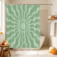 thumbnail image 4 of Bohemia Shower Curtain, Waterproof Shower Curtains for Bathroom, Retro Abstract Simple Sun Sunshine Aesthetic Green Washable Fabric Bathtub Curtain Set Bath Decor with 12 Hooks Standard 72"x72", 4 of 8