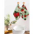 thumbnail image 2 of Sage Green Strawberry Kitchen Dish Towels for Drying Dishes Set of 3, Spring Floral Watercolor Summer Botanical Waffle Weave Microfiber Hand Tea Bathroom Towels Quick Dry & Absorbent Towel 12x12, 2 of 7