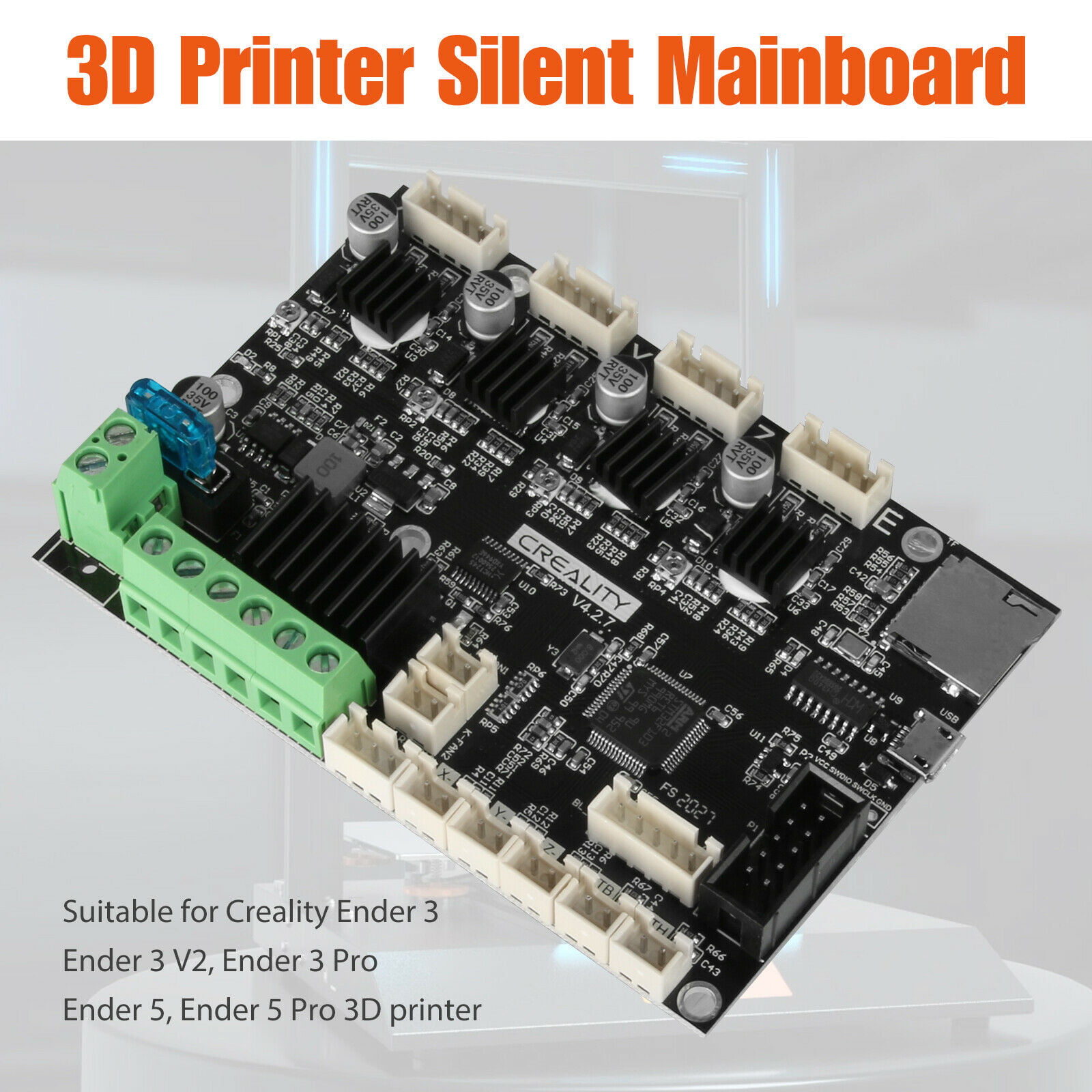 Creality 4.2.7 Silent Mainboard Upgrade,Mute Module for Enter 3 and Big Plastic Pulley Wheel for 3D Printer