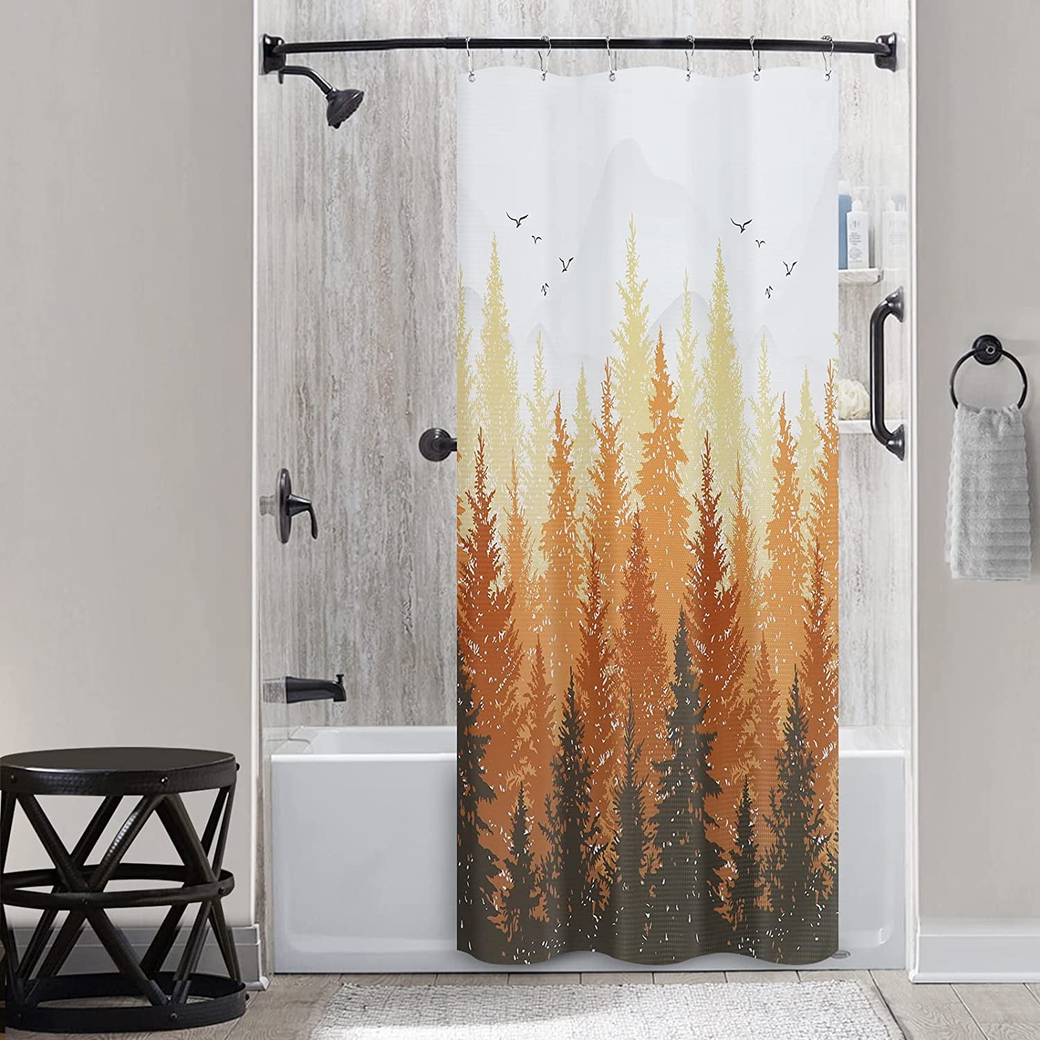 Half Shower Curtain Water Repellent Shower Curtain Small Size 36" Wx72