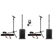 DJ Package 2) 10" Imperio SUB210 Active DJ PA Subwoofers+Stands+Headphones+Mics