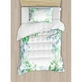 thumbnail image 3 of Mint Duvet Cover Set, Floral Spring Wreath in Watercolor Paintbrush Effects Image, Decorative 3 Piece Bedding Set with 2 Pillow Shams, Queen Size, Seafoam Violet, by Ambesonne, 3 of 3