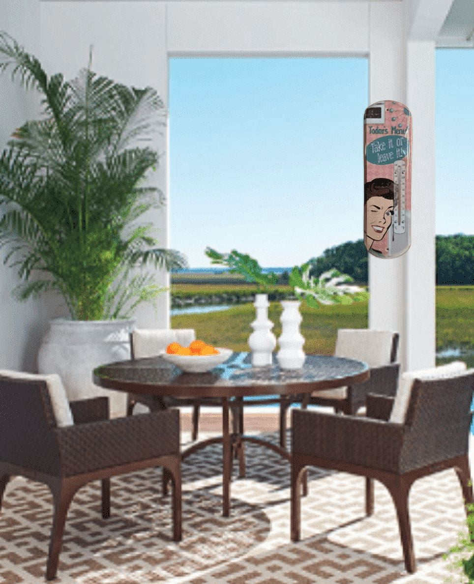 Wall Hanging Thermometer Metal ~ 22 Gauge Metal Lithograph Print Measures 5" x 17" Indoors or Outdoors (Todays Menu)