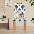 thumbnail image 4 of Yayeee 2 Pack Dining Chair Covers Stretch Parson Chairs Slipcovers Seat Protector, Green Geometric Pattern, 4 of 6