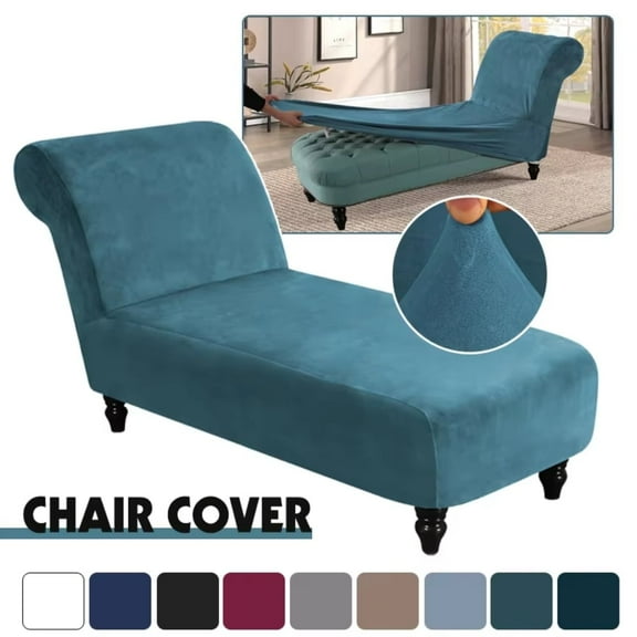 ATJIA Velvet Armless Lounge Chaise Slipcover Stretch Chaise Couch Cover Furniture Cover Soft Sofa Slipcover