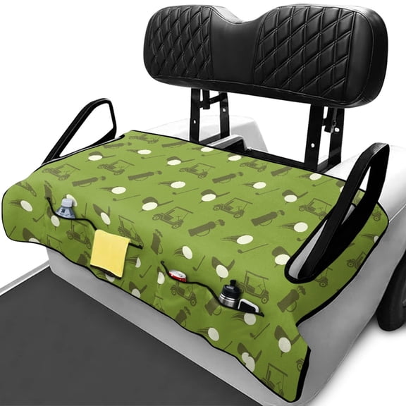 XYZCANDO Golf Cart Seat Covers Storage Pockets, Compatible with Sports Summer, Golf Cart Seats Cushion Covers Fit for Yamaha Club Car DS Precedent, Golf Themed Pattern