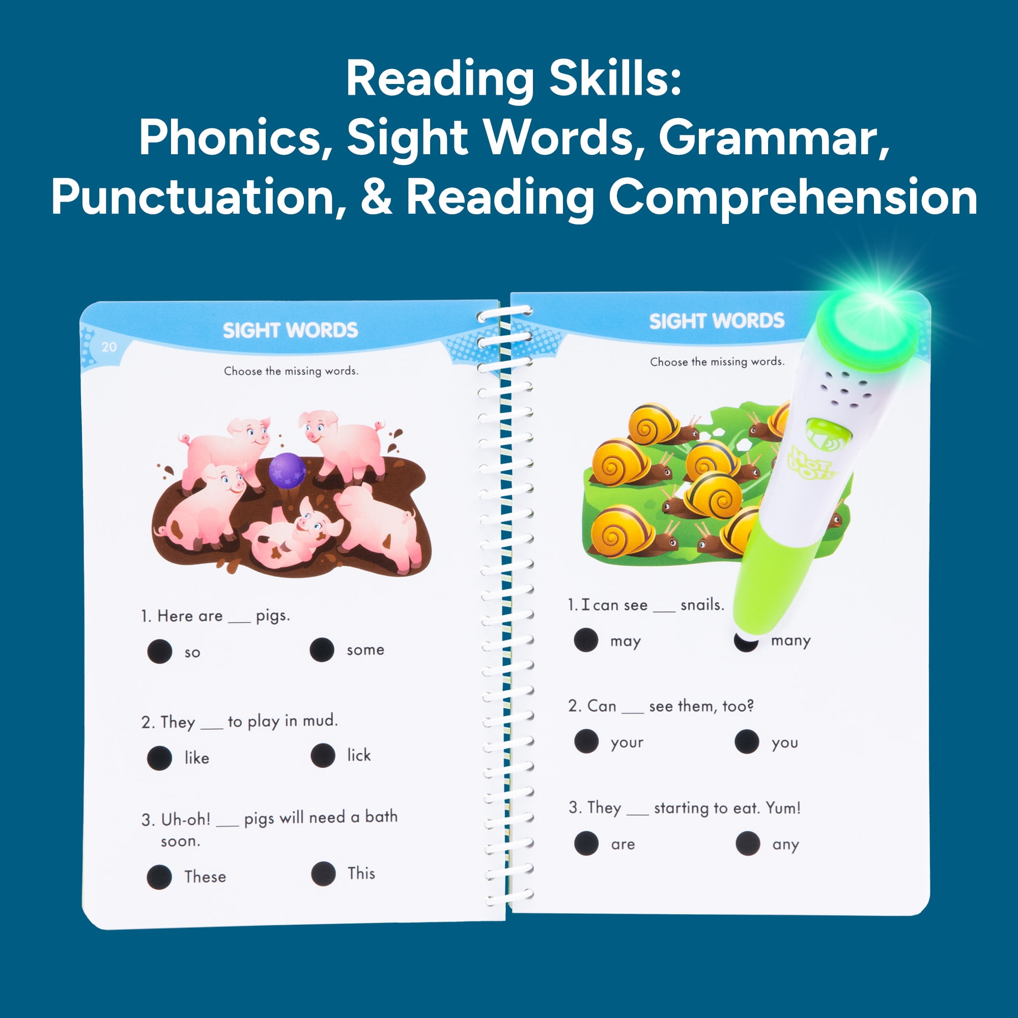 Educational Insights Hot Dots Let's Master 1st Grade Reading Set, Interactive Children's Workbook with Electronic Pen, Ages 6+