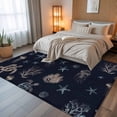 thumbnail image 5 of 6x9Ft Area Rugs Navy Blue Coastal Non-Skid Rubber Backing Large Rectangle Rugs - Living Room Bedroom Home Office, Nautical Summer Beach Sea Turtle Starfish Indoor Floor Mat Carpets Washable Rug, 5 of 9