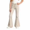 thumbnail image 6 of FINALGANG Girls Kids Button Fly High Waist Solid Color Slim Flared Pants Daily Casual Regular Fit Stretch Soft Long Trousers For Girls Cozy Pants 11-12 Years, 6 of 6
