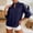 Navy, variant on Women's Summer Linen Blend Heavy Embroidered Shirt, Mandarin Collar 3/4 Sleeve Lightweight French Casual Blouse White M
