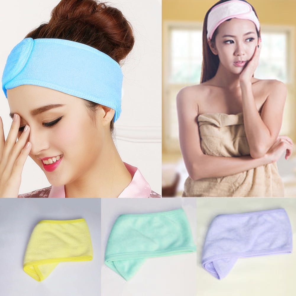 Women Towel Hair Band Wrap Button Headband Spa Bath Shower Yoga Sport Make Up 