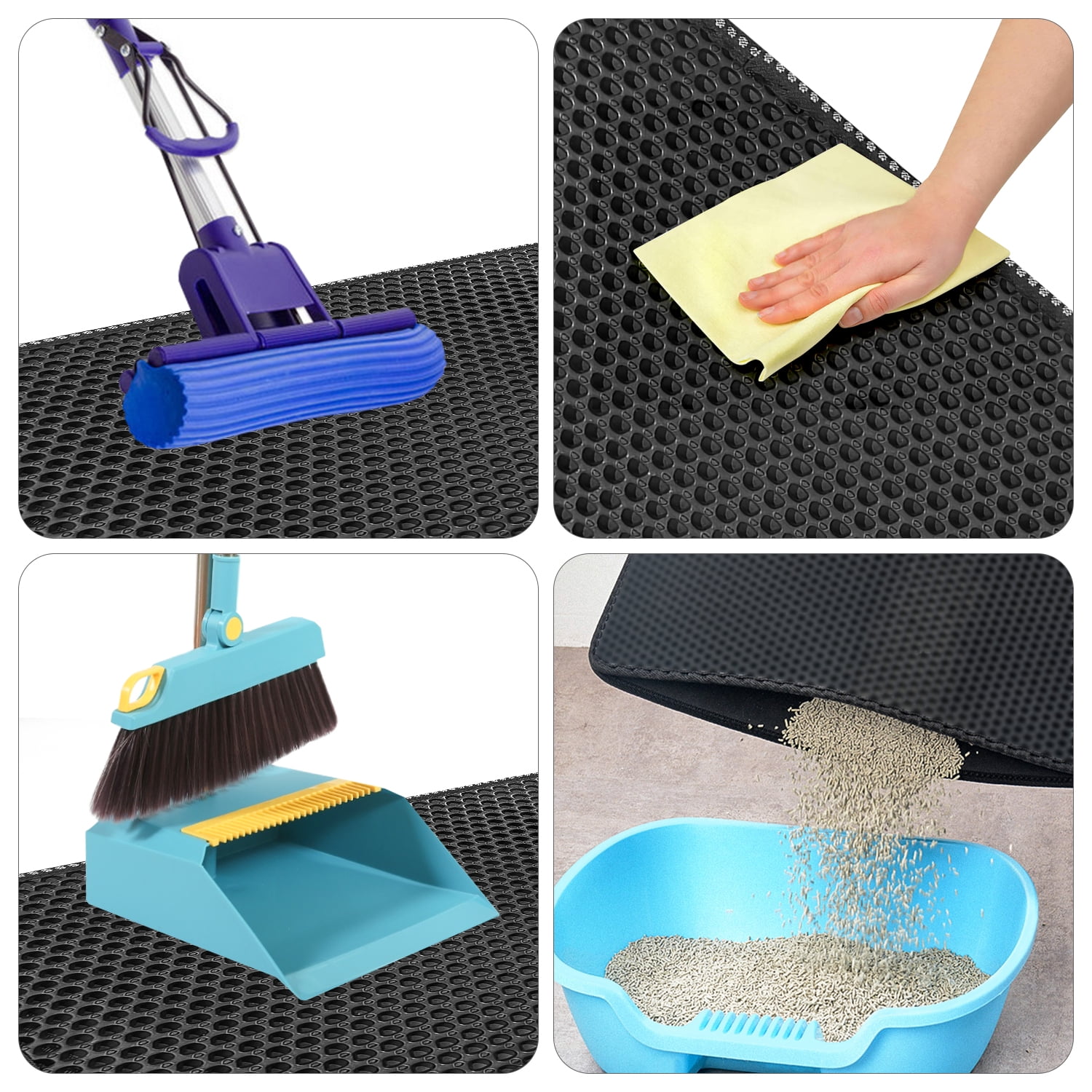 2-Layer Cat Litter Mat Litter Trapper Black Traps Litter from Box, Soft on Kitty Cat Paws Honeycomb Double-Layer, Helps to Waste Less Litter on Floors Size 21" X 14" 2-Layer Cat Litter Mat Litter Trapper Black Traps Litter from Box, Soft on Kitty Cat Paws Honeycomb Double-Layer, Helps to Waste Less Litter on Floors Size 21" X 14"