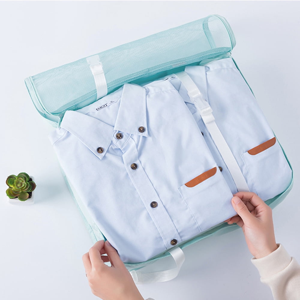 Goaxuzt Packing Cubes For Suitcases 7 Pcs Foldable Luggage Bag Travel Suitcase Organizer Compression Bag, Blue