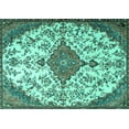 thumbnail image 1 of Ahgly Company Machine Washable Indoor Rectangle Persian Turquoise Blue Traditional Area Rugs, 8' x 10', 1 of 4