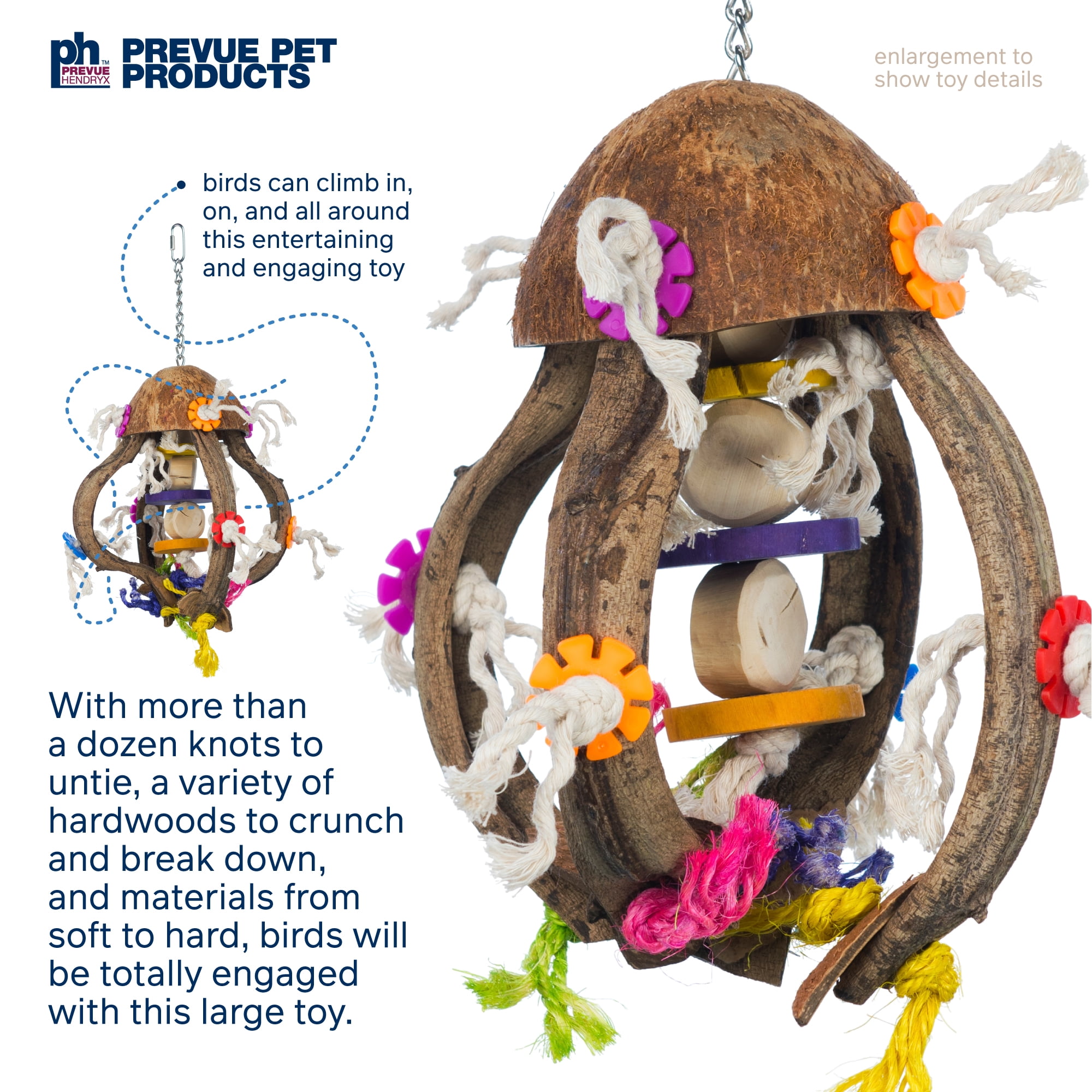 Prevue Pet Products Big Birds and Parrots 4 Piece Toy Bundle, Multicolor Wood and Mixed Materials
