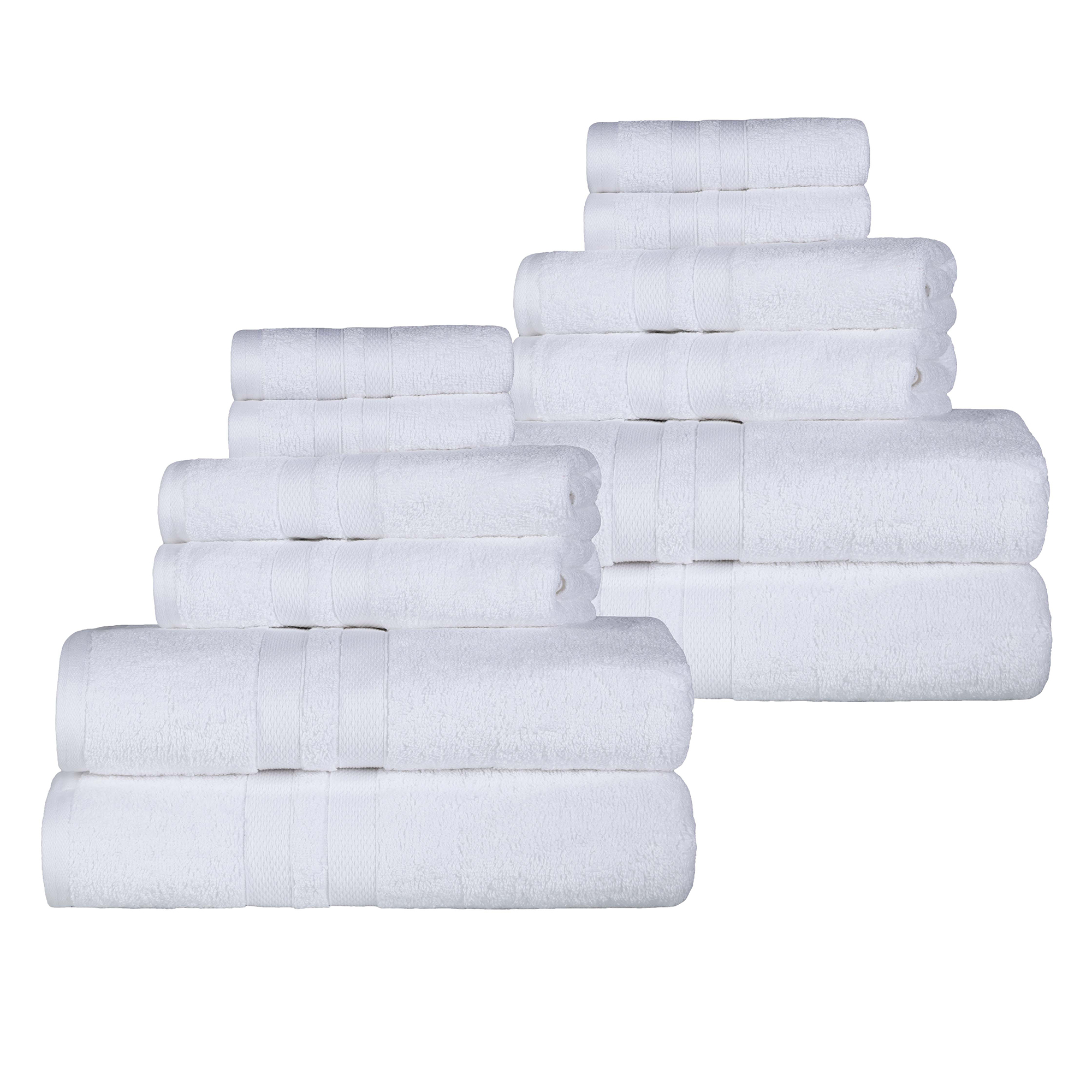 Superior Ulta Soft Cotton 12-Piece Towel Set, Highly-Absorbent Solid Towels, Silver
