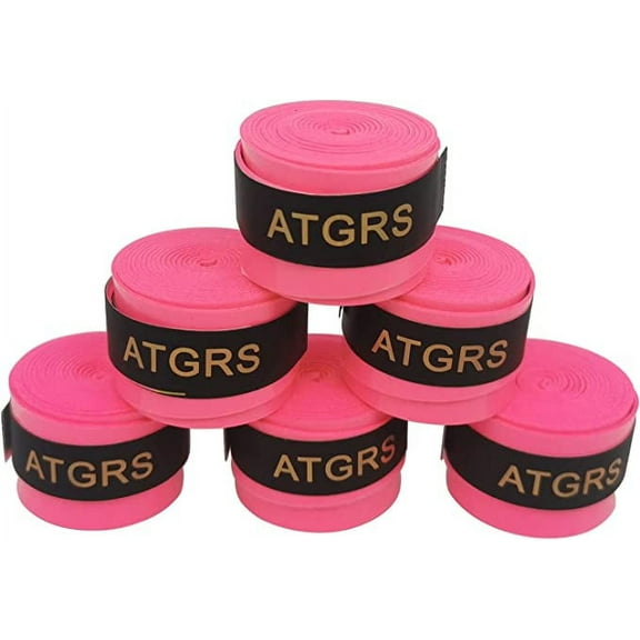 Tennis Racket Grip,Tacky Tennis Overgrips Tape Absorb Moisture Badminton Handle Tape Frosted Anti-Slip Overgrip for Tennis Racquet Badminton Racquet Pickleball Overgrip 6 pack Bright Pink