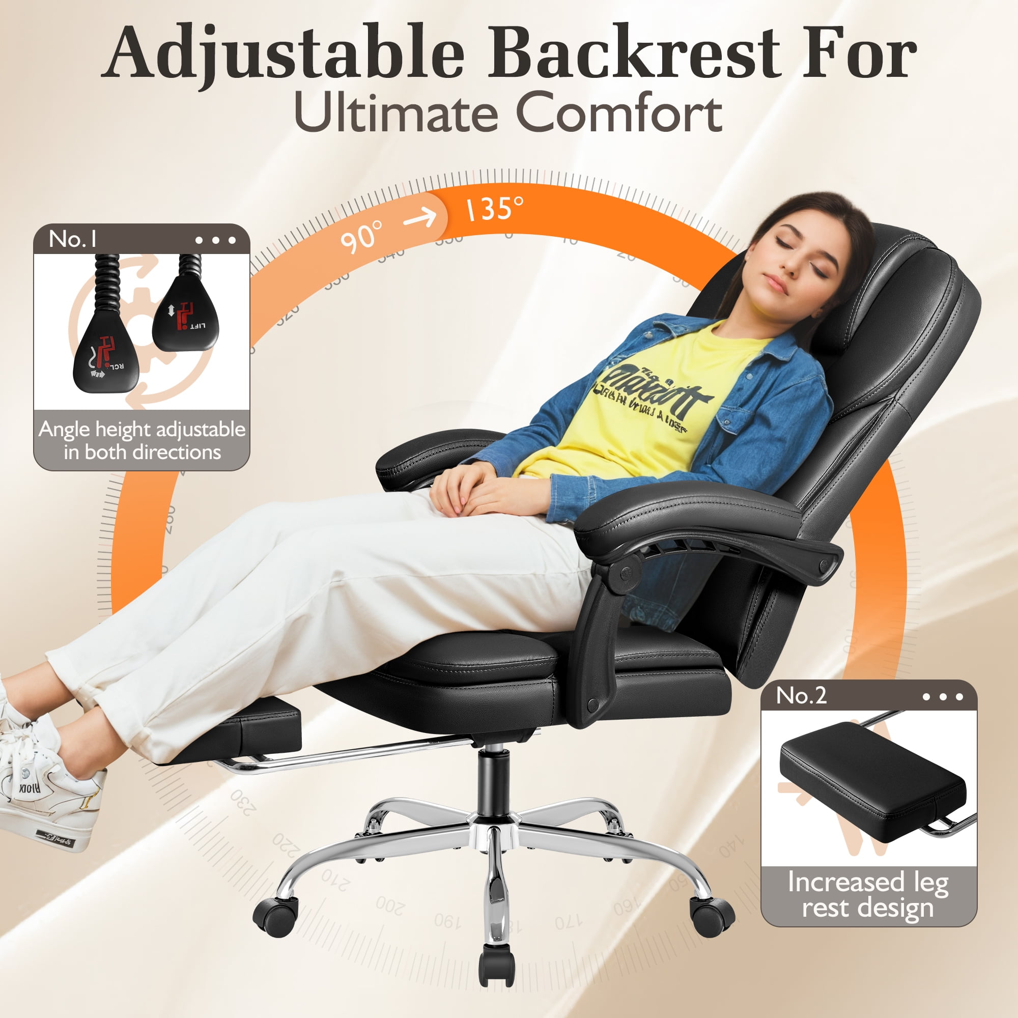 Homall Massage Office Chair Reclining Computer Chair Ergonomic Executive Leather Chair Support 8 Hours Heavy Duty Design,Black