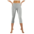 thumbnail image 3 of GEWSEY Women's Lightweight Soft Capri Leggings Crop Leggings 3/4 Stretch Yoga Pants (Grey, XL), 3 of 6