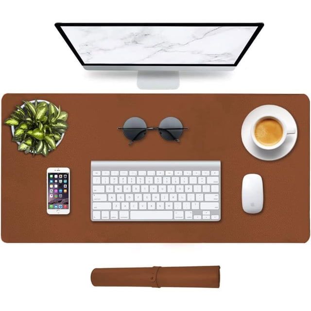 Alfombra para Mouse, Protector de Almohadilla de Escritorio, Tapete de Escritura Impermeable Antideslizante para Oficina y Hogar, Mouse Pad XXL (Marrón)
