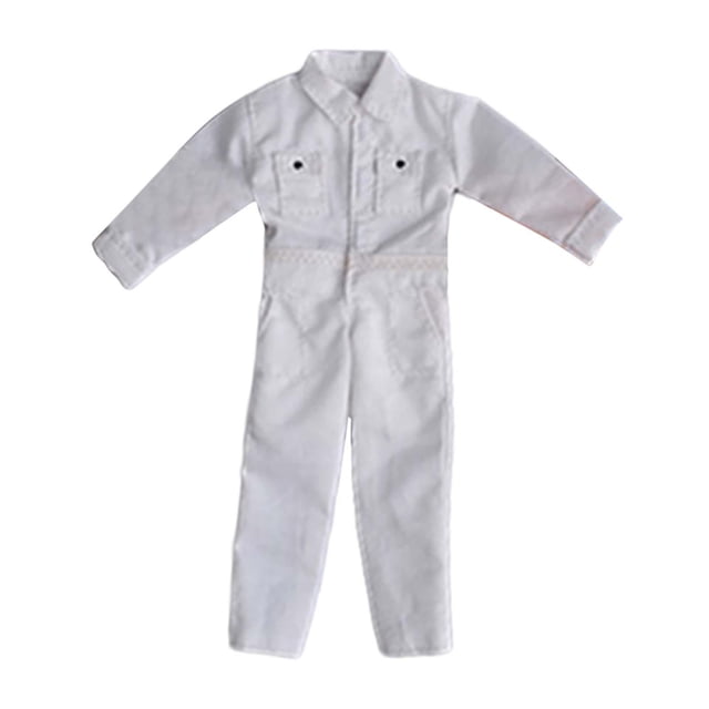 Figura de acción a escala 1/12, ropa, mono, atuendo informal, uniforme para hombre de 6 pulgadas Blanco