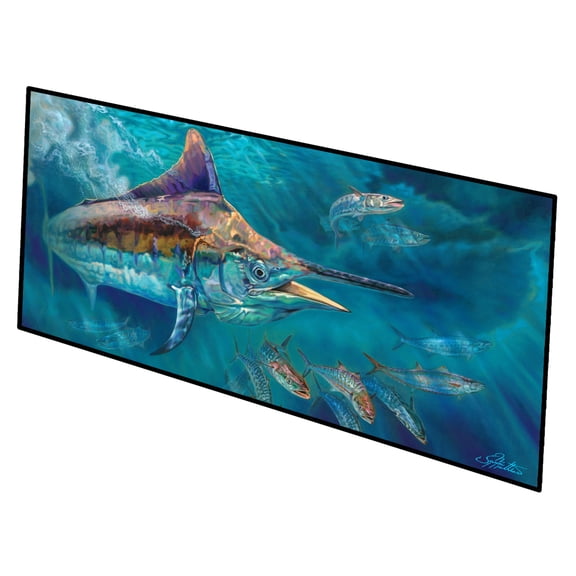 Liquid Metal Black Marlin Indoor or Outdoor Runner Mat 28x58