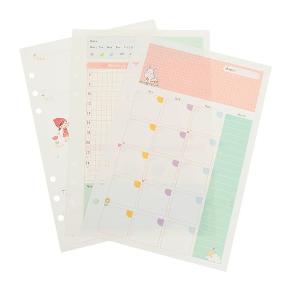 Masteelf 3Pcs Detachable Notebook Inner Paper Replacements Loose-leaf Refills Student Stationery